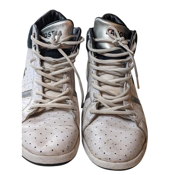 Lacoste Shoes Mens 9.5 High Top Sneakers Lace Up Leather Upper Retro Streetwear - Picture 3 of 14